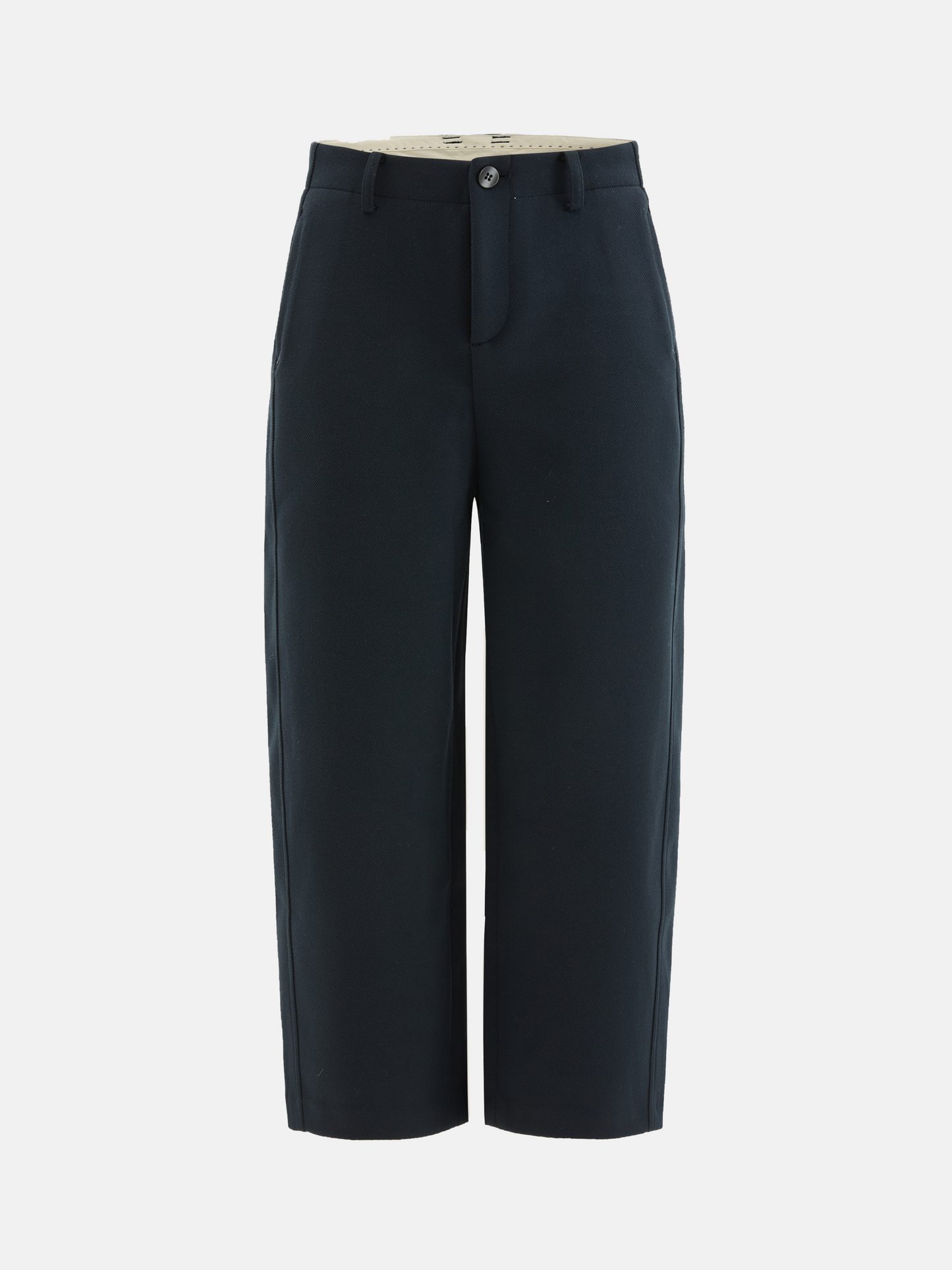 SELVANE Structured Cropped Trousers in a straight silhouette, mid-rise, with minimal seams and pressed creases.