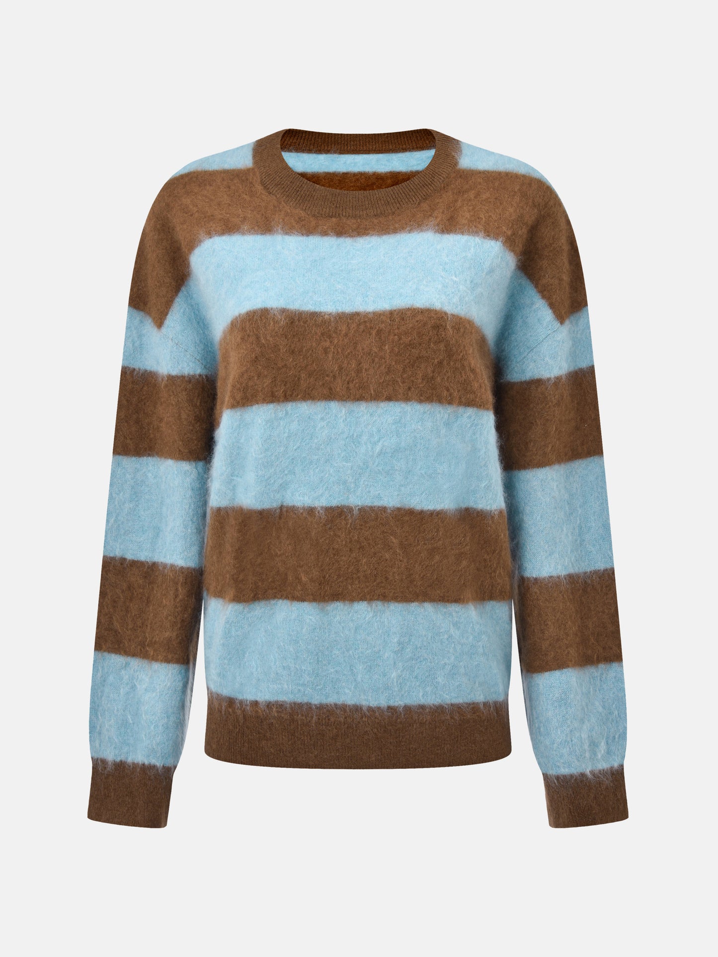 SELVANE Cashmere Striped Sweater in a relaxed fit with bold horizontal bands of color and a clean crew neck.