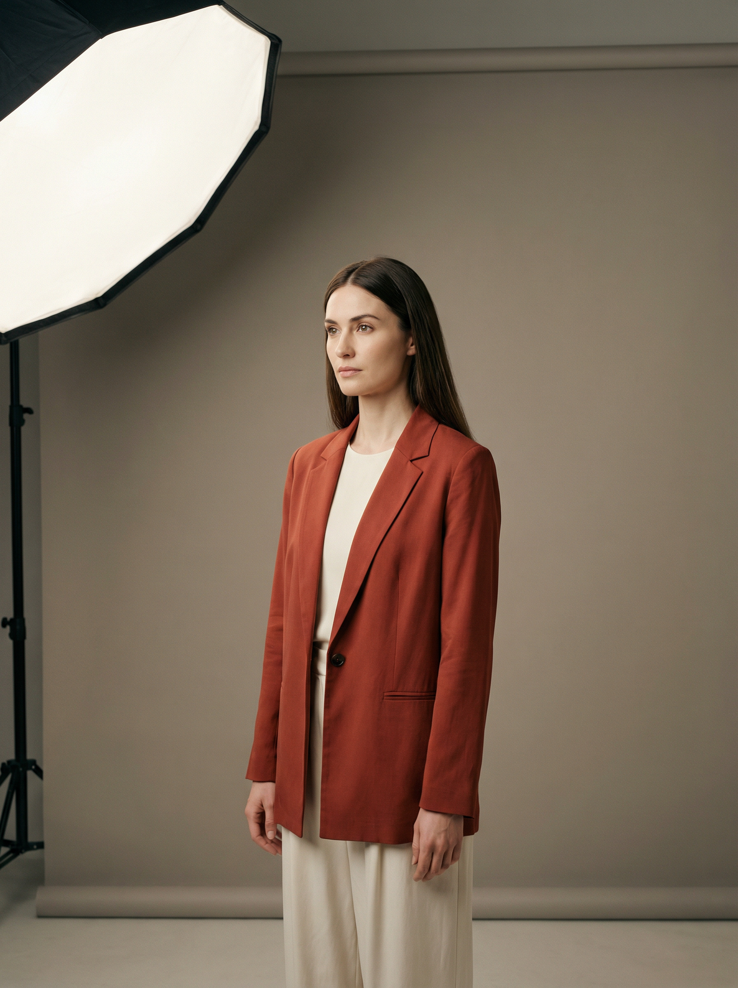 SELVANE Rayon-Cotton Lined Blazer, a modern tailored piece with fluid drape and breathable comfort.