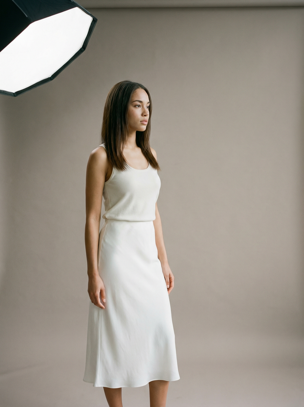 Viscose-Silk Midi Skirt