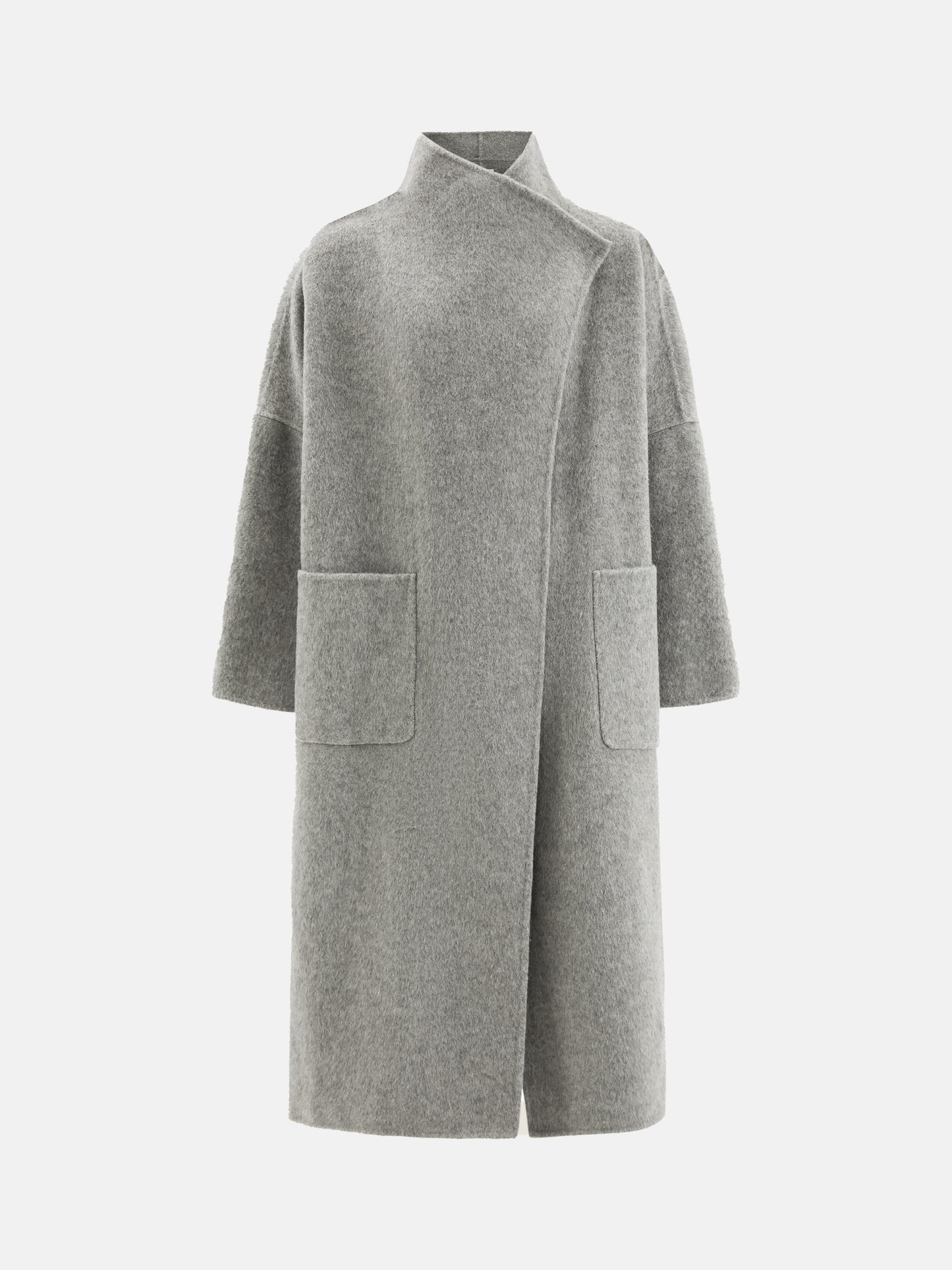 SELVANE Draped Merino Wool Long Coat โ view 10, showcasing material texture and silhouette detail