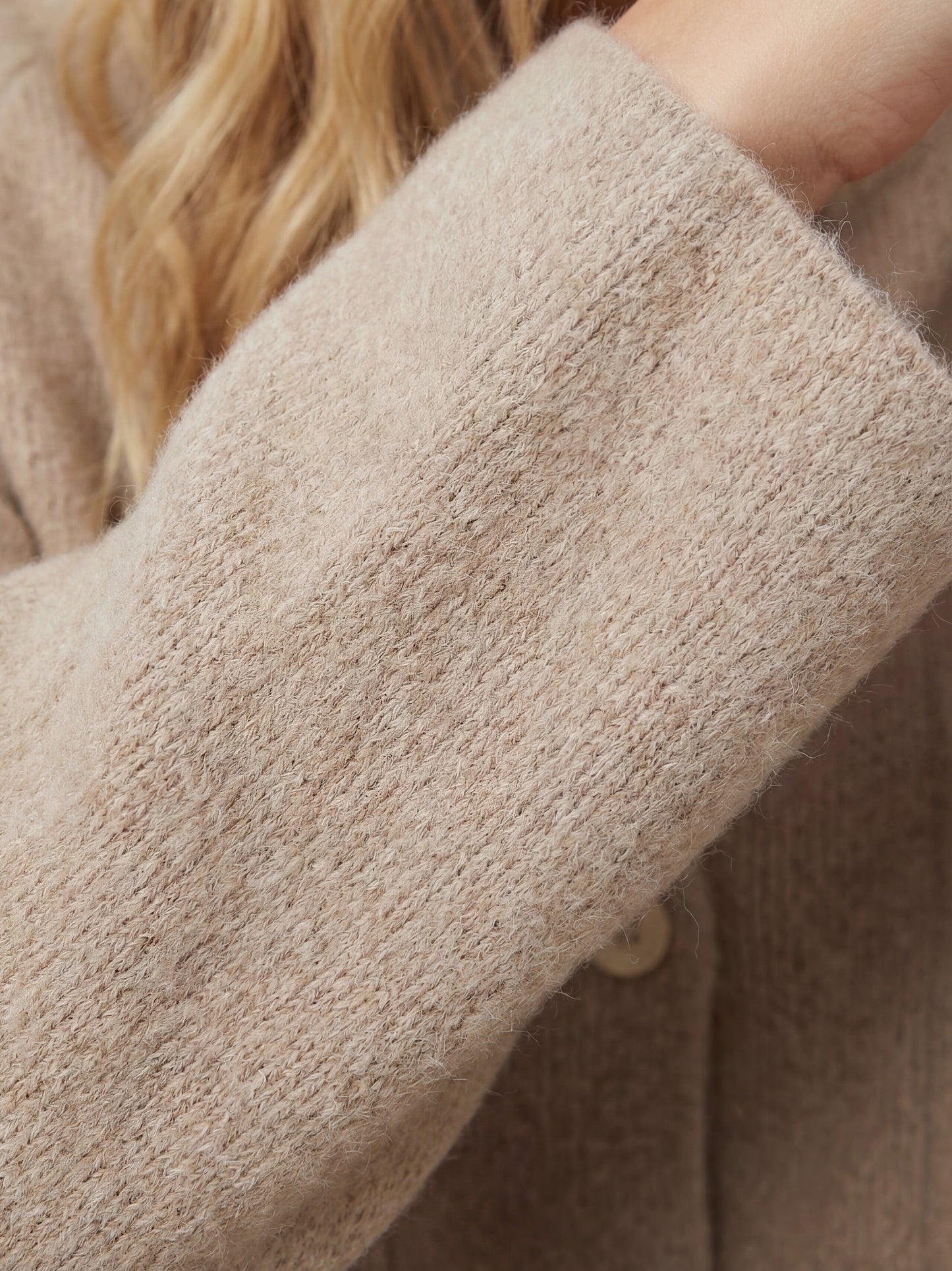 SELVANE longline cashmere stand-collar cardigan coat in a relaxed fit, featuring clean button front and generous patch pockets.