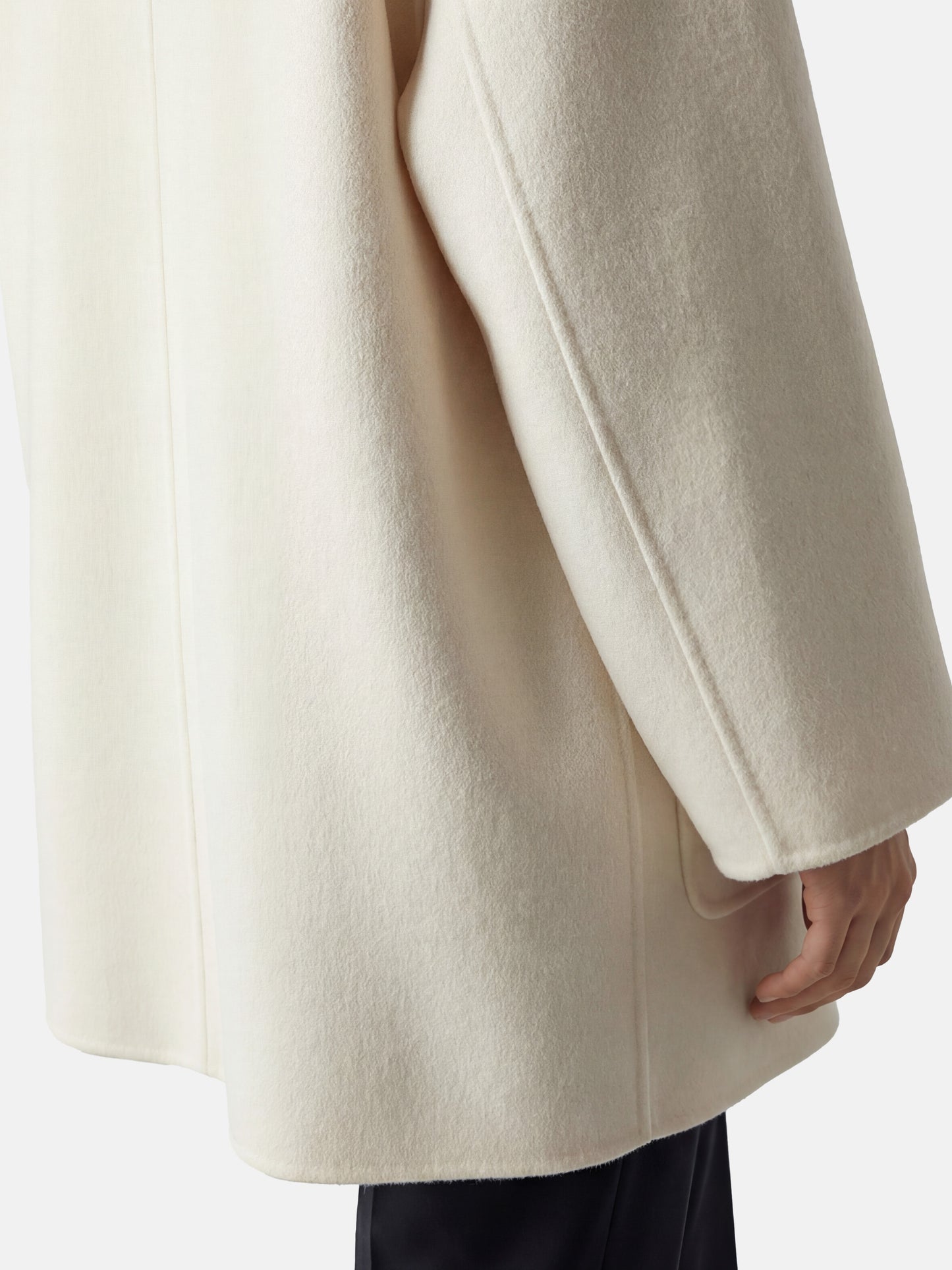 SELVANE Wrap-Scarf Cashmere Coat in a relaxed, cocooning silhouette with sculpted funnel neck and integrated diagonal wrap-scarf.