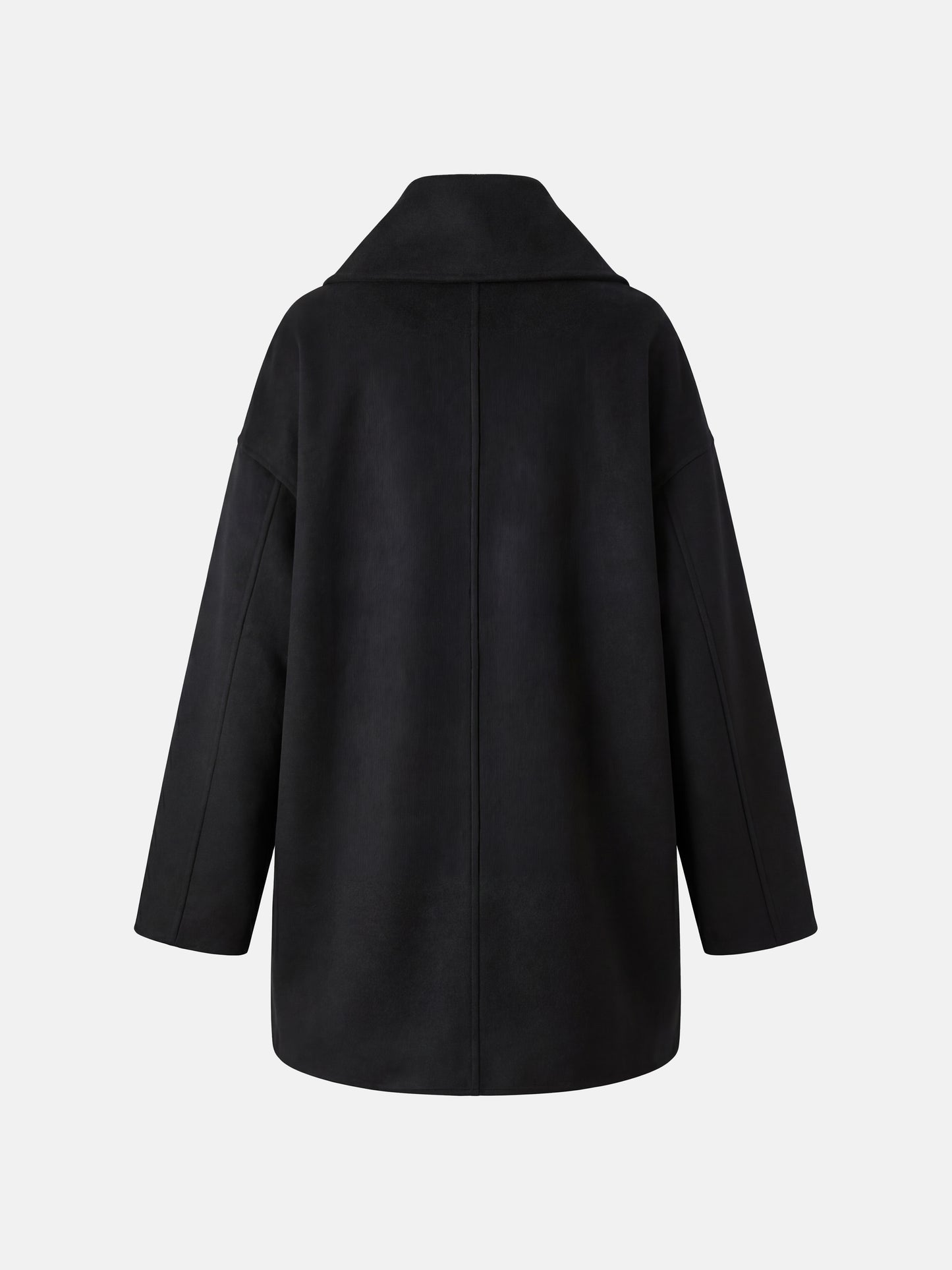 SELVANE Wrap-Scarf Cashmere Coat in a relaxed, cocooning silhouette with sculpted funnel neck and integrated diagonal wrap-scarf.