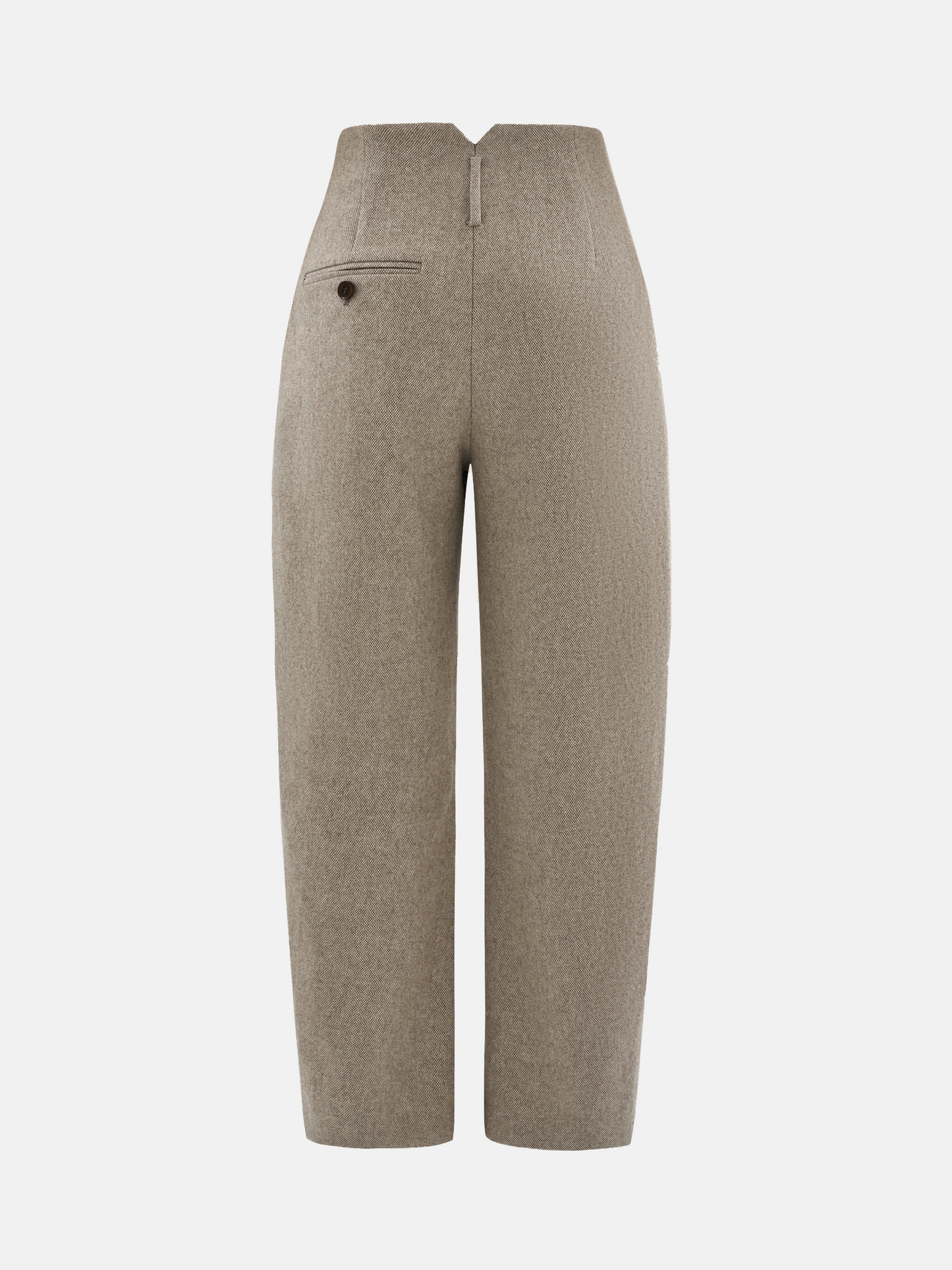 SELVANE Structured Barrel Pants in a refined, dark hue, showcasing their architectural silhouette and clean lines.