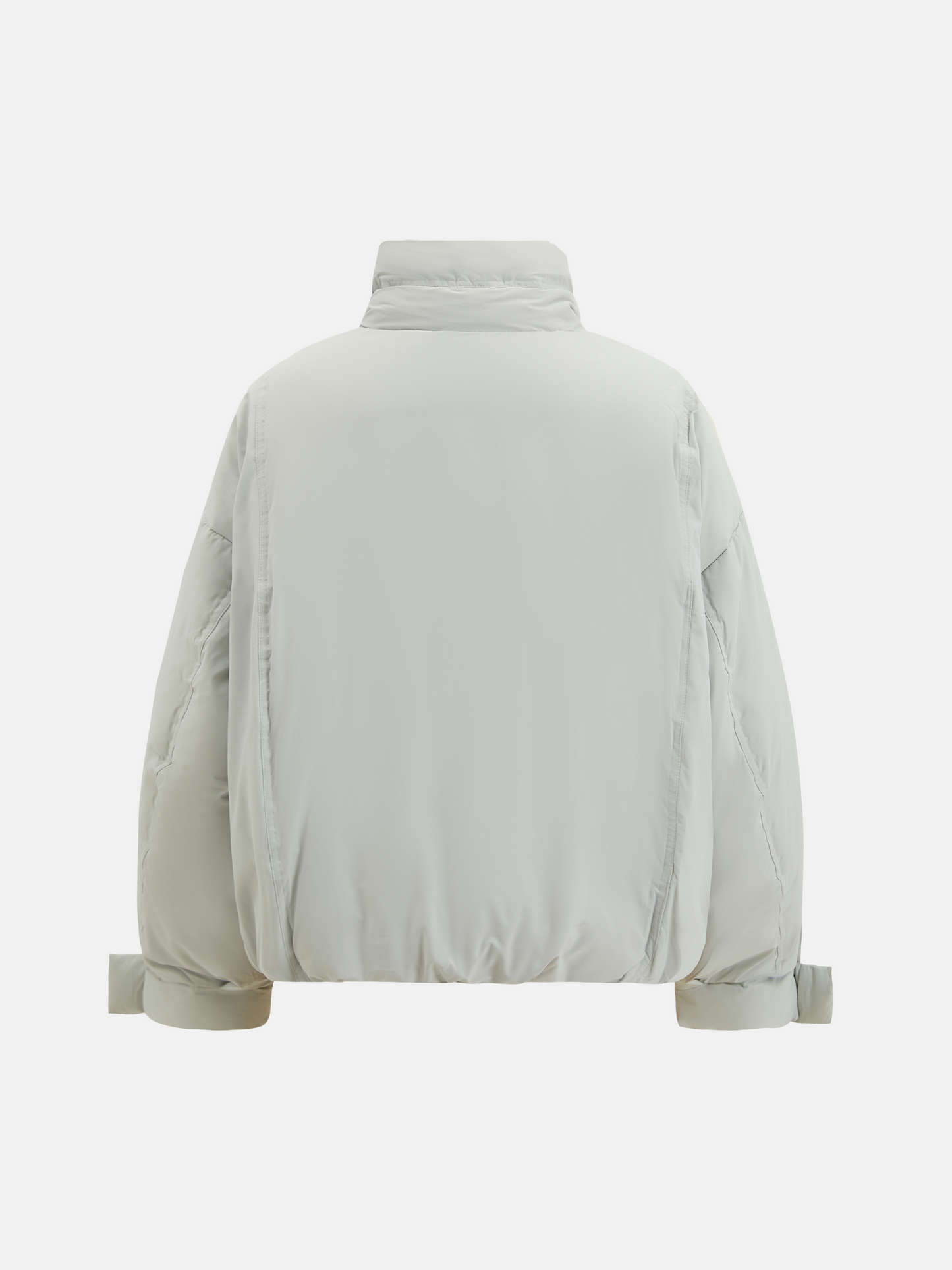 SELVANE High-Neck Bomber Down Jacket in black, featuring an exaggerated high collar and rounded silhouette, refined matte finish.