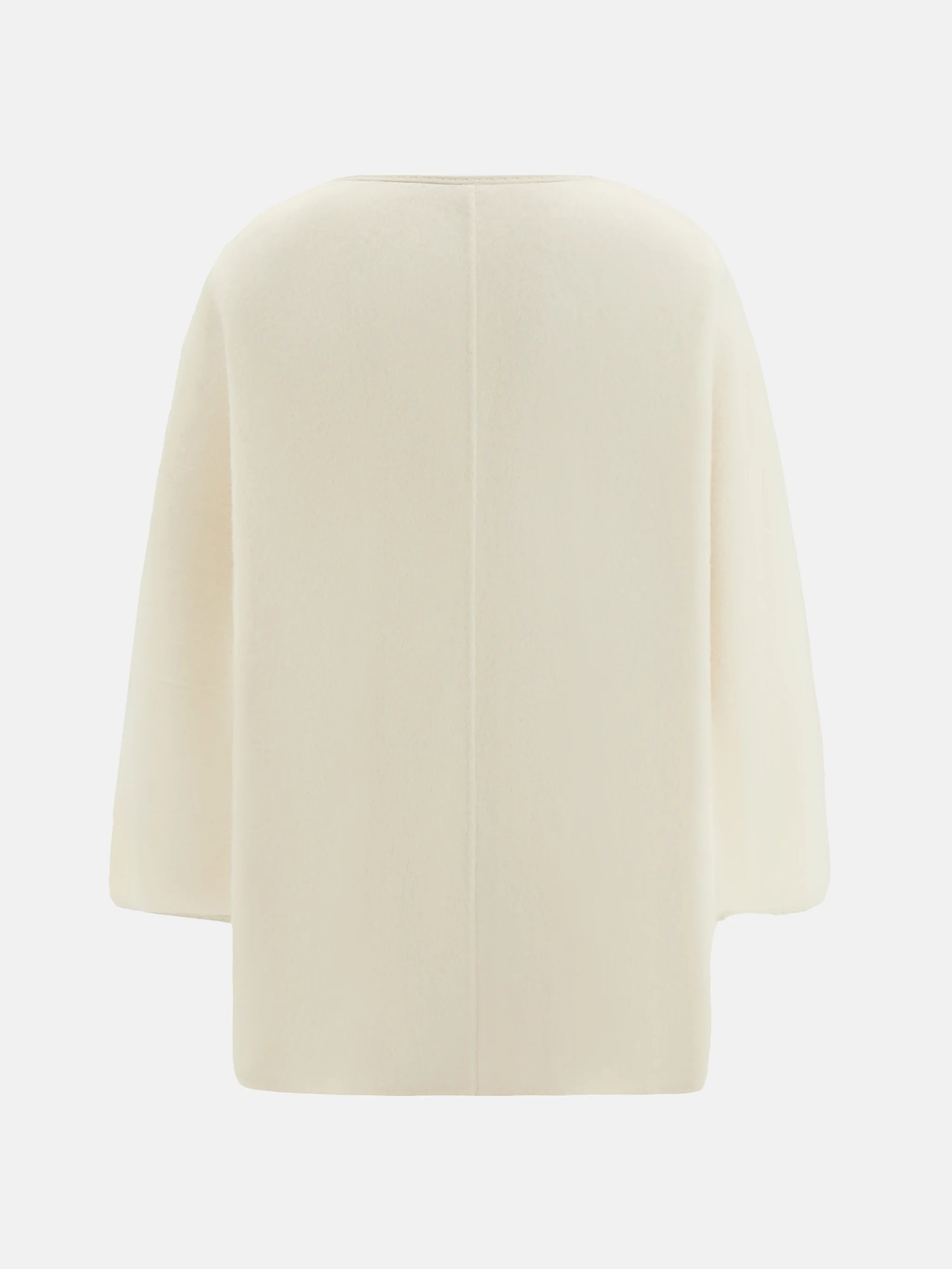 SELVANE asymmetric single-button wool coat in calm ivory, featuring a clear line and composed silhouette.