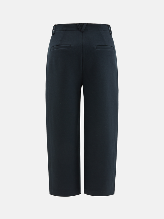 SELVANE Structured Cropped Trousers in a straight silhouette, mid-rise, with minimal seams and pressed creases.