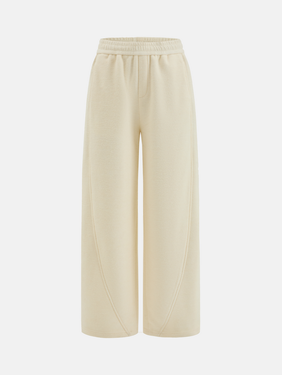 SELVANE Structured Wide-Leg Trousers in subtle mélange, featuring a fluid fall and softly structured silhouette, clean at the waist.