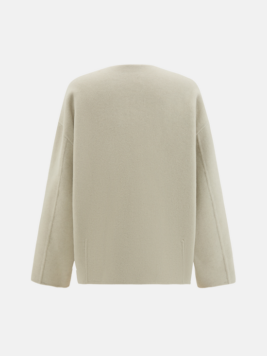 SELVANE Wool V Neck Sweater in a soft wool-cashmere blend, featuring a relaxed V-neck, split neckline, and fluid drape.