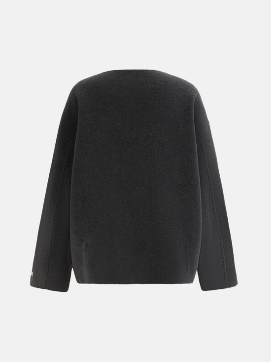 SELVANE Wool V Neck Sweater in a soft wool-cashmere blend, featuring a relaxed V-neck, split neckline, and fluid drape.