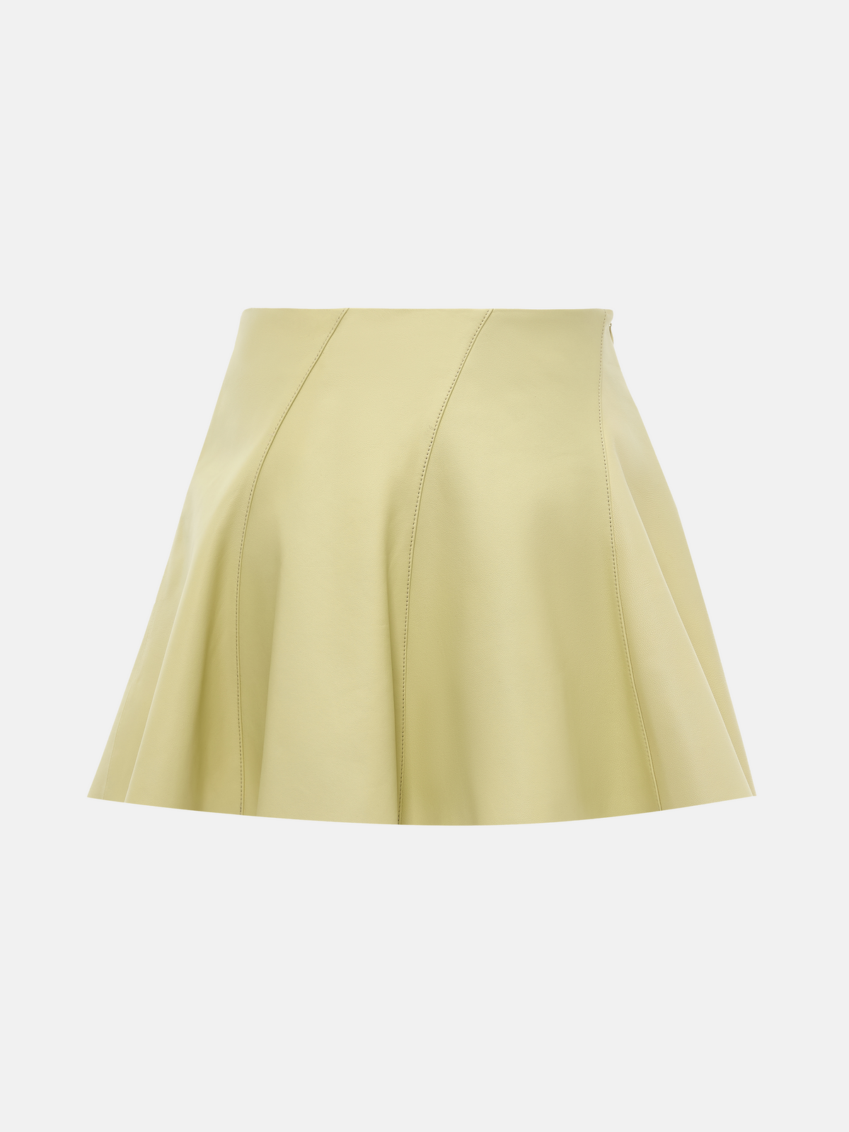 Jupe taille haute à volants en cuir d'agneau