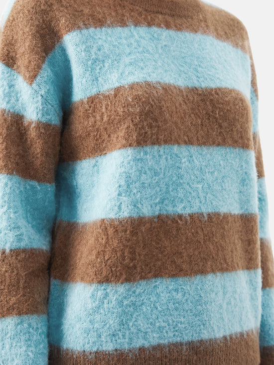 SELVANE Cashmere Striped Sweater in a relaxed fit with bold horizontal bands of color and a clean crew neck.