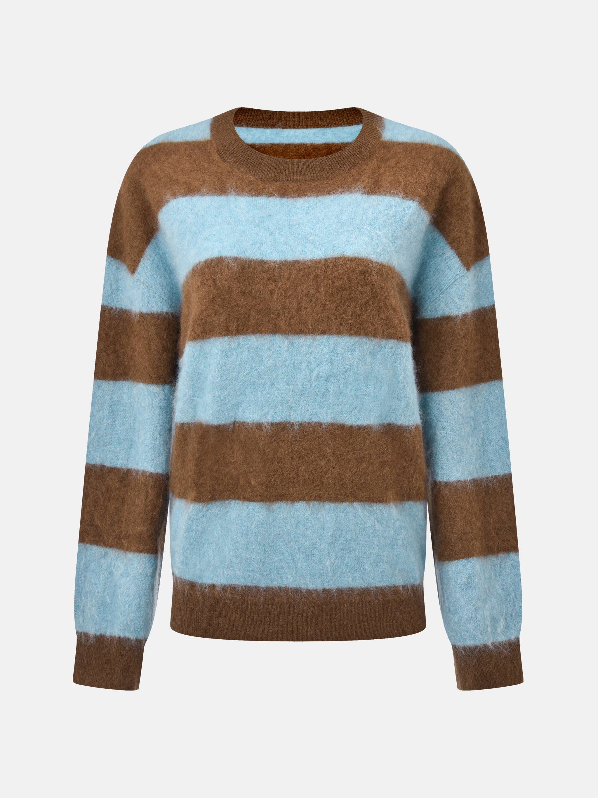 SELVANE Cashmere Striped Sweater in a relaxed fit with bold horizontal bands of color and a clean crew neck.