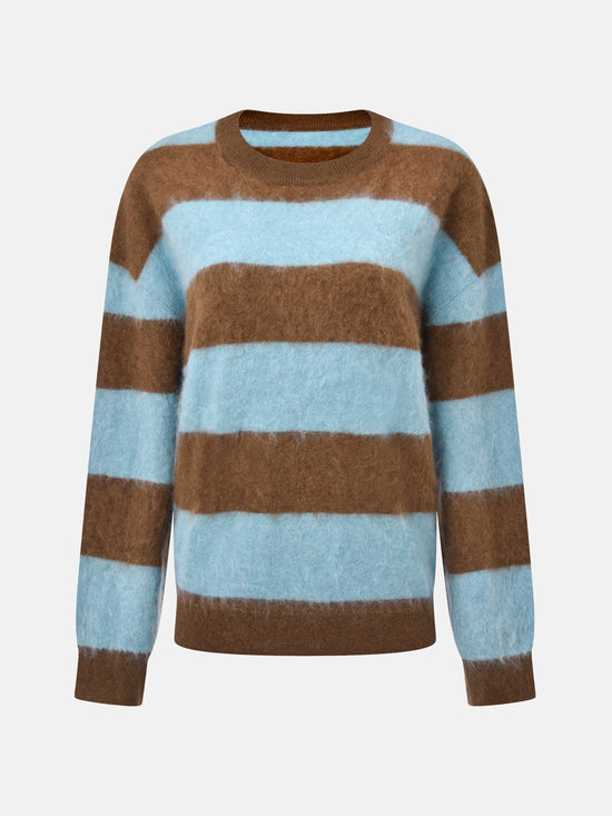 SELVANE Cashmere Striped Sweater in a relaxed fit with bold horizontal bands of color and a clean crew neck.