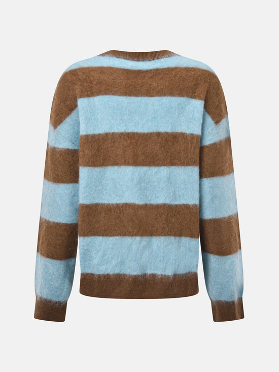 SELVANE Cashmere Striped Sweater in a relaxed fit with bold horizontal bands of color and a clean crew neck.
