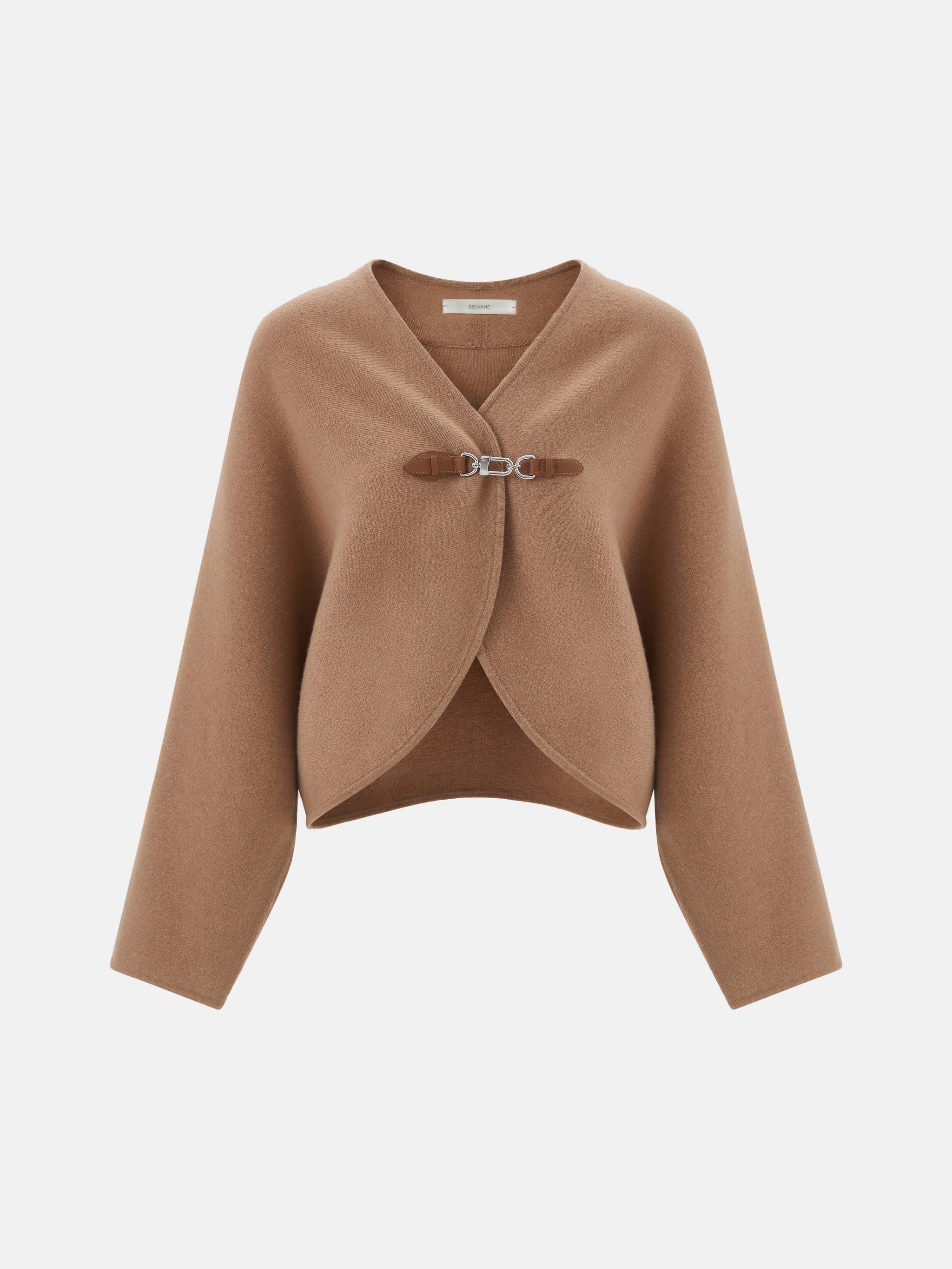 SELVANE Buckled Cape-Style Wool Jacket — view 8, showcasing material texture and silhouette detail