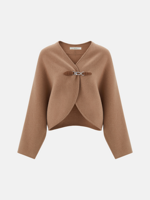 SELVANE Buckled Cape-Style Wool Jacket — view 8, showcasing material texture and silhouette detail