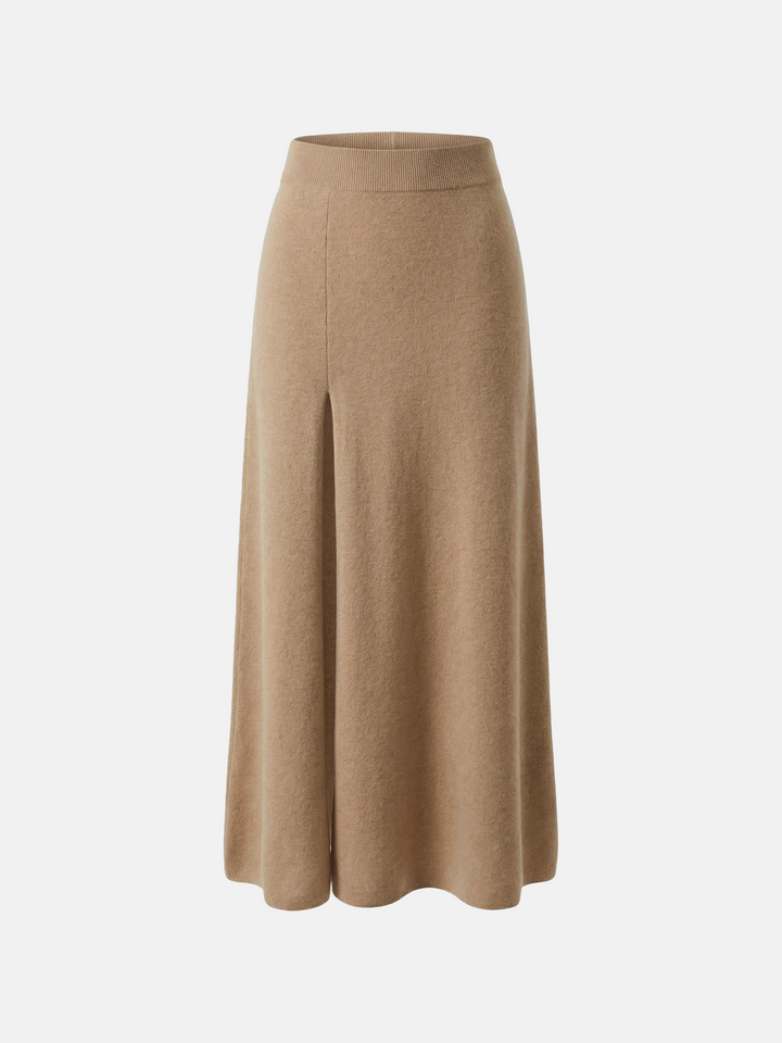 SELVANE Cashmere Column Midi Skirt - Bottoms | side view | Cashmere | Handcrafted Luxury