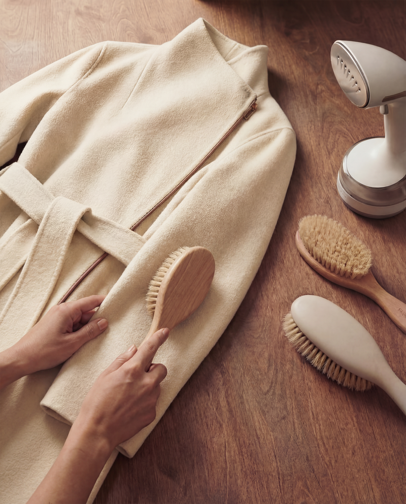 Gently brush with a wool brush to refresh the surface. 