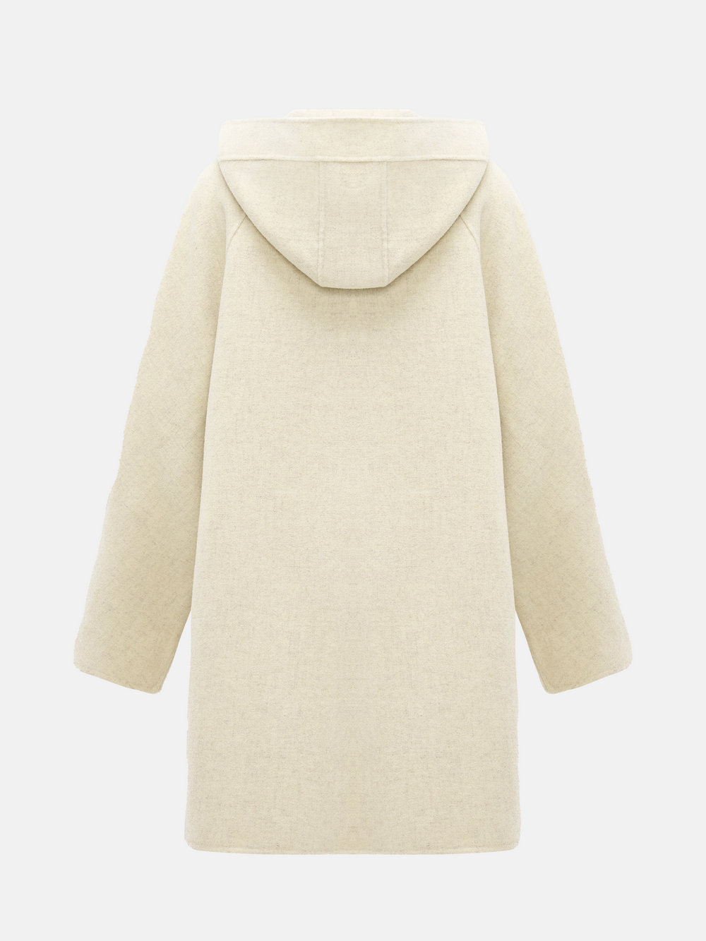 Wollmantel mit Kapuze — on model