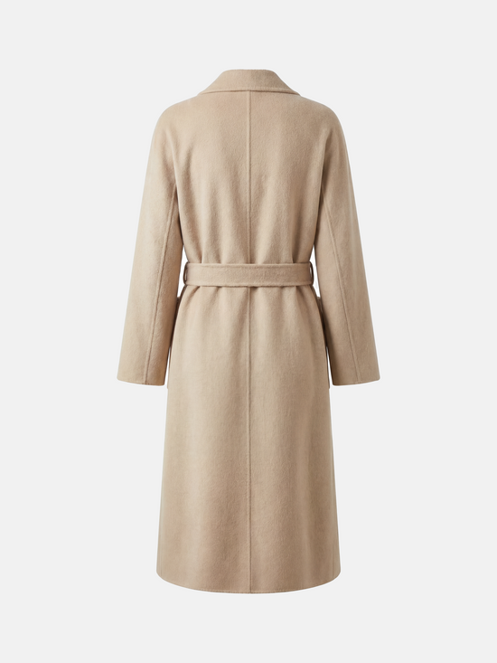 SELVANE Sand Camelhair Belted Coat - Outerwear | detail view | Handcrafted Luxury
