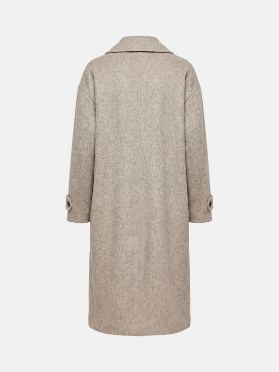 SELVANE Camel Wool-Alpaca Raglan Coat, knee-length, straight silhouette, sharp collar, rich camel color.