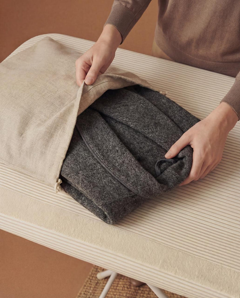 Store without compression or abrasion to preserve the refined hand-feel and a stable line