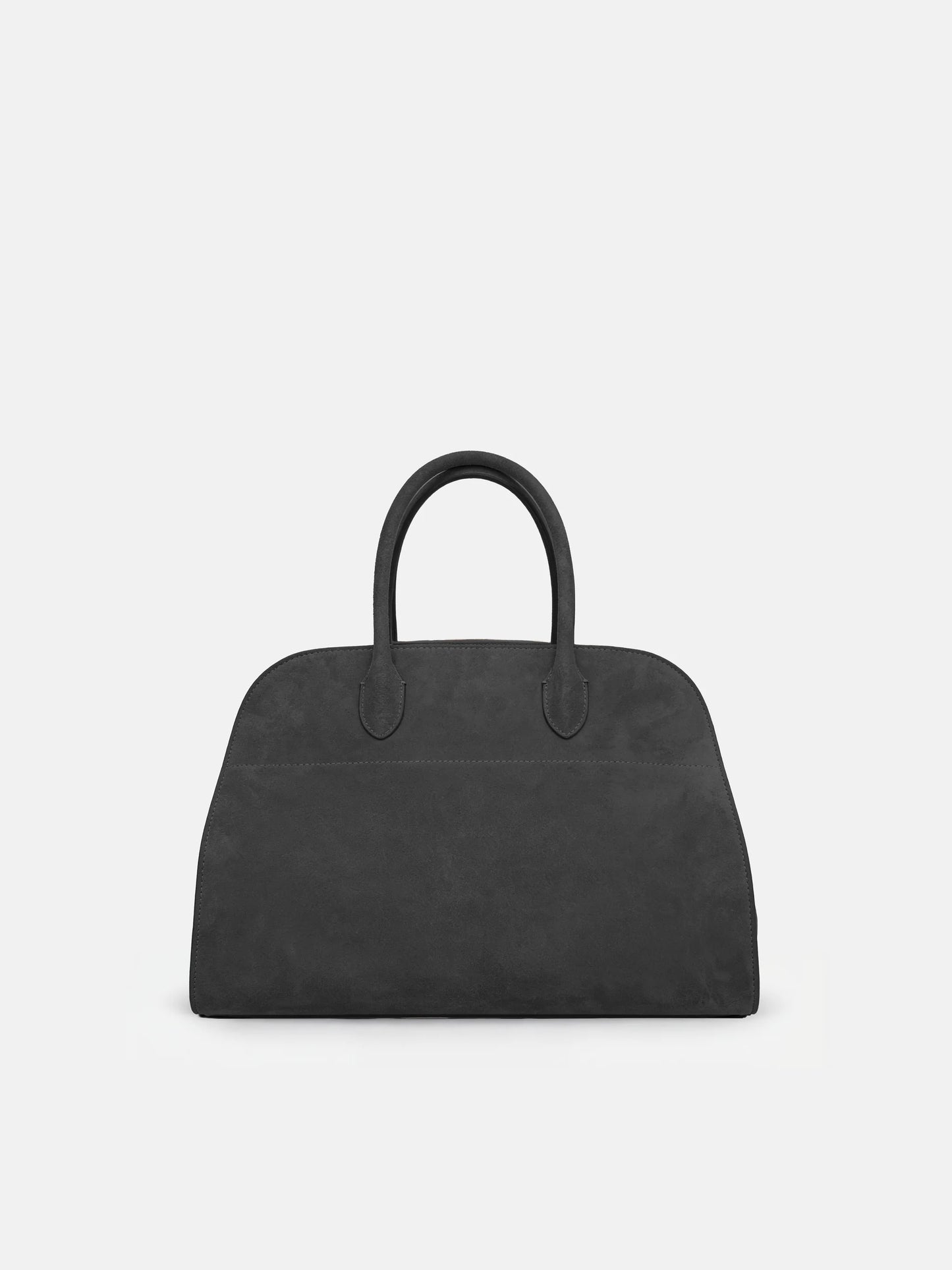 SELVANE Arched Suede Top-Handle Bag, featuring a domed silhouette and velvet-touch surface, presented on a minimalist background.