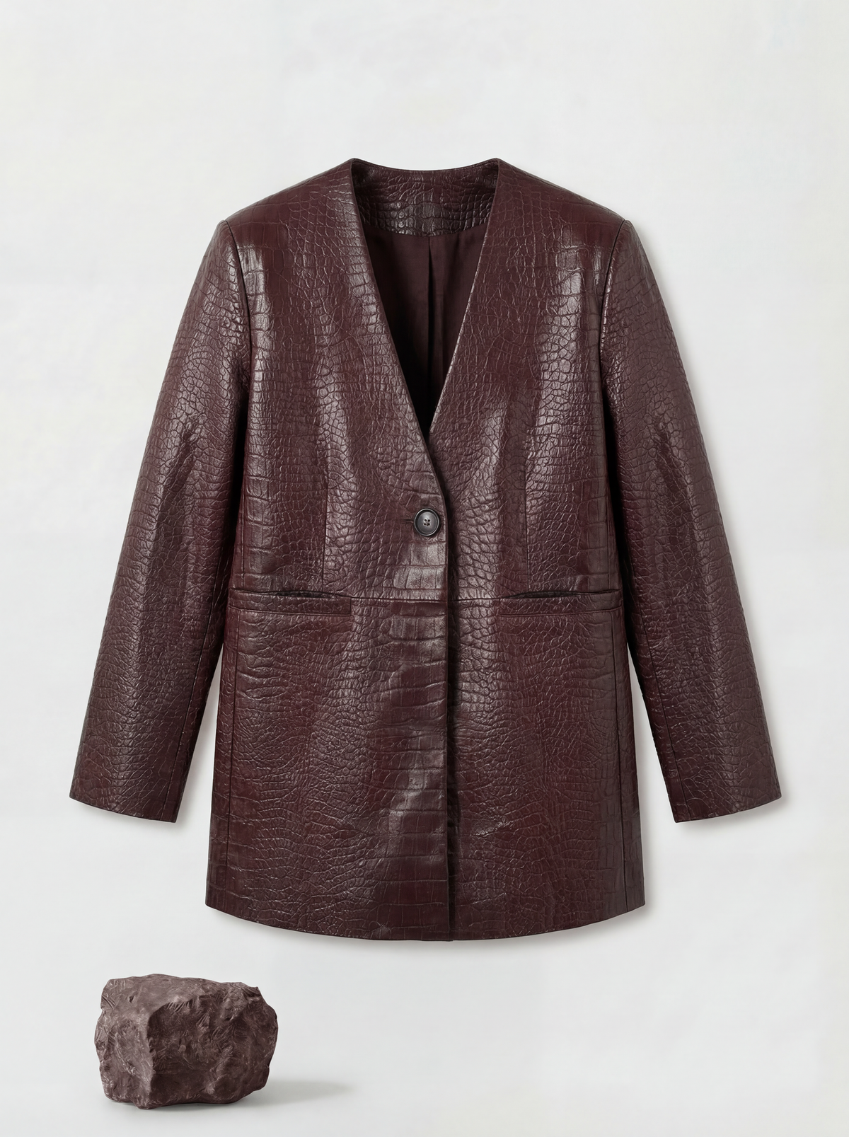 Veste à ceinture en cuir d'agneau