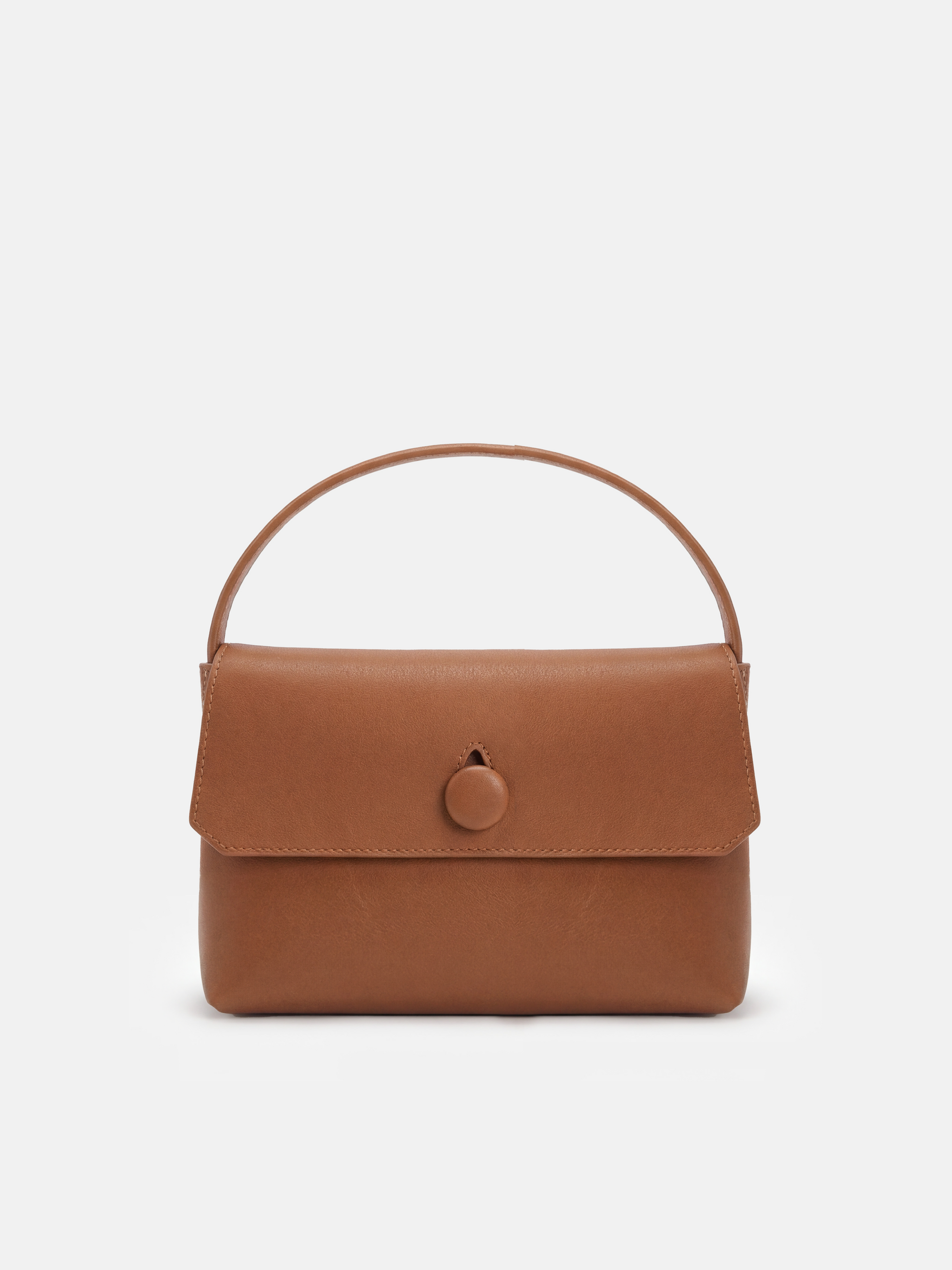 SELVANE Saddle Leather Top-Handle Flap Bag, featuring clean geometry, structured volume, and a precise flap closure.