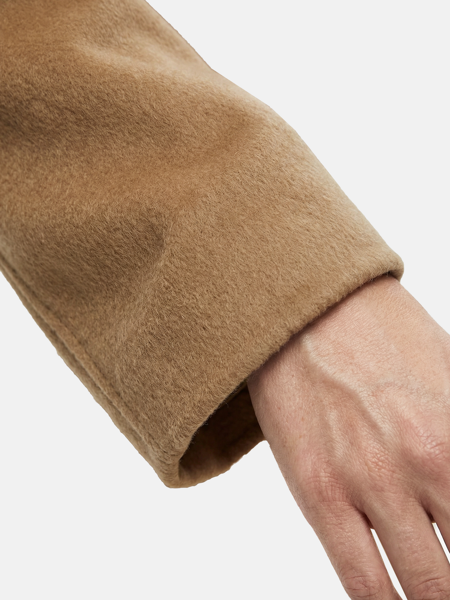 SELVANE Wool-Cashmere Hooded Belted Coat in a relaxed fit, featuring a wrap front and self-tie belt, shown on a model.