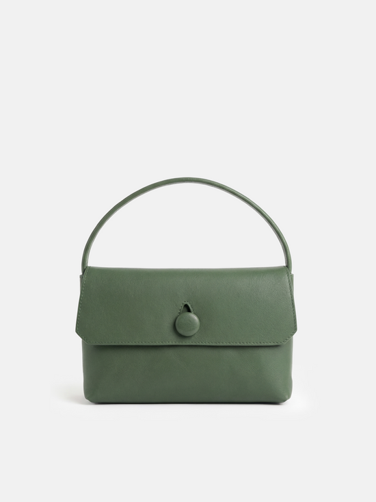SELVANE Saddle Leather Top-Handle Flap Bag, featuring clean geometry, structured volume, and a precise flap closure.