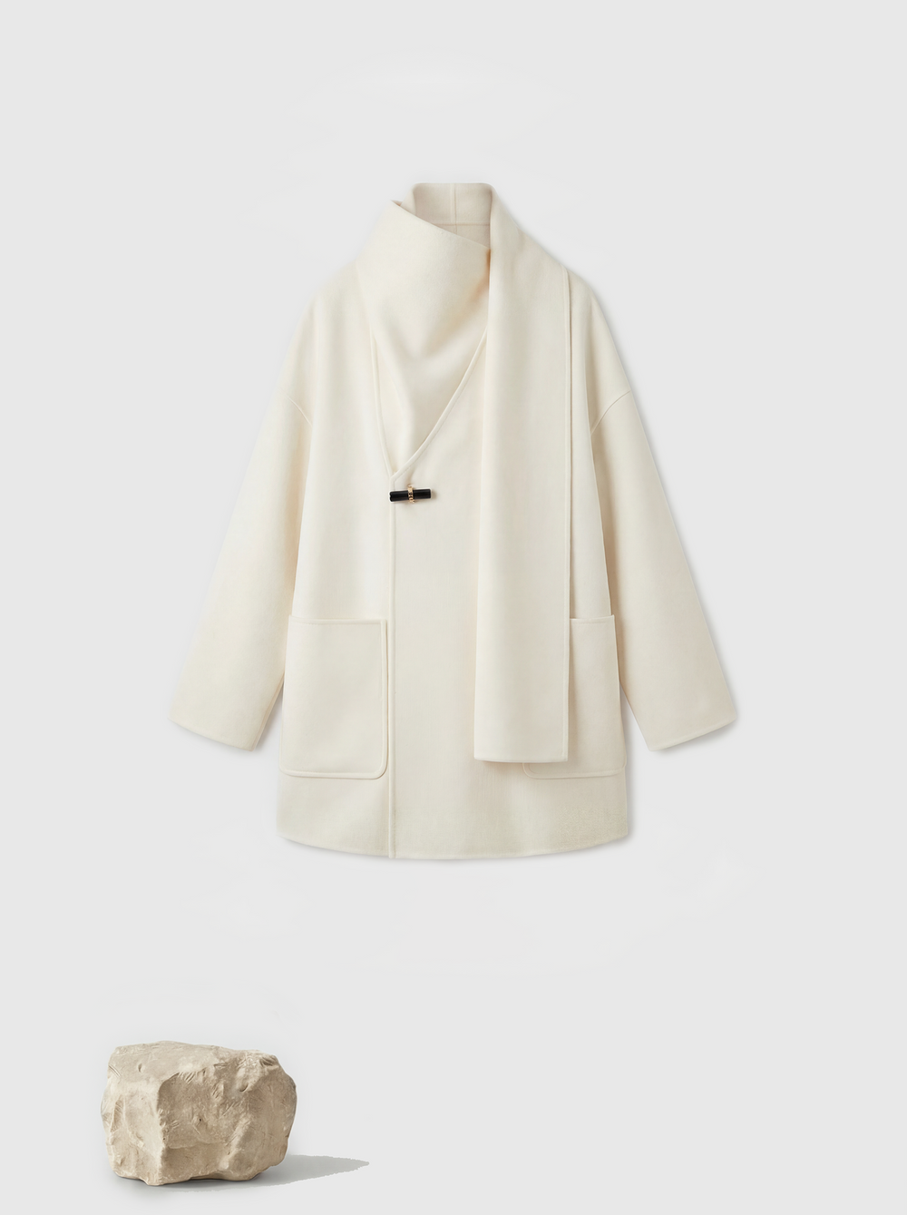 Wrap-Scarf Cashmere Coat