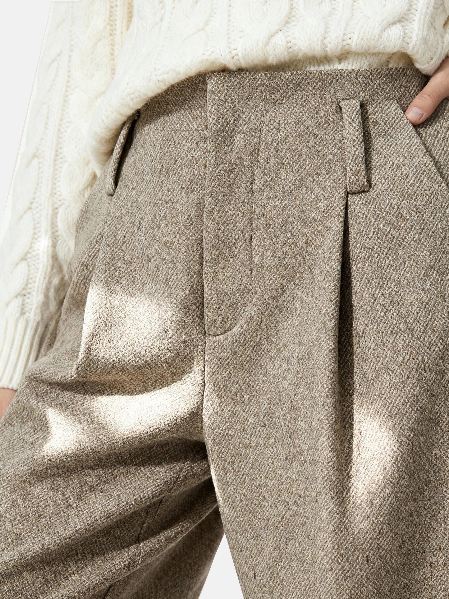 SELVANE Structured Barrel Pants in a refined, dark hue, showcasing their architectural silhouette and clean lines.