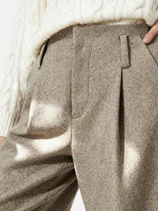 SELVANE Structured Barrel Pants in a refined, dark hue, showcasing their architectural silhouette and clean lines.