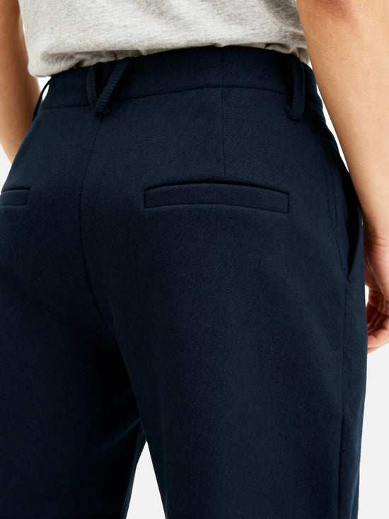 SELVANE Structured Cropped Trousers in a straight silhouette, mid-rise, with minimal seams and pressed creases.