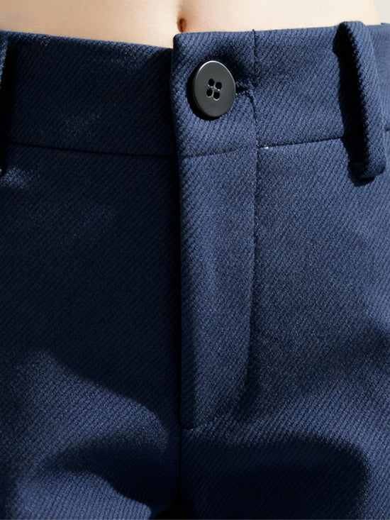 SELVANE Structured Cropped Trousers in a straight silhouette, mid-rise, with minimal seams and pressed creases.