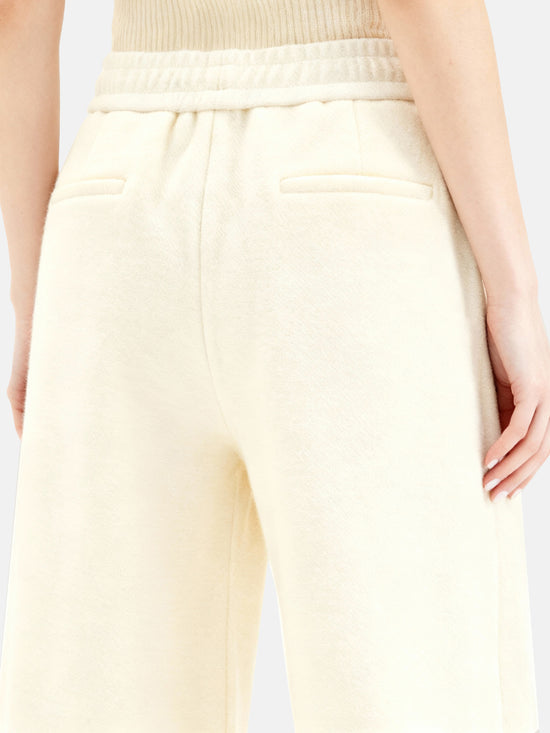 SELVANE Structured Wide-Leg Trousers in subtle mélange, featuring a fluid fall and softly structured silhouette, clean at the waist.
