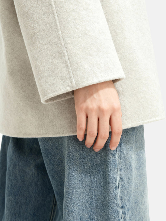 SELVANE Wool V Neck Sweater in a soft wool-cashmere blend, featuring a relaxed V-neck, split neckline, and fluid drape.
