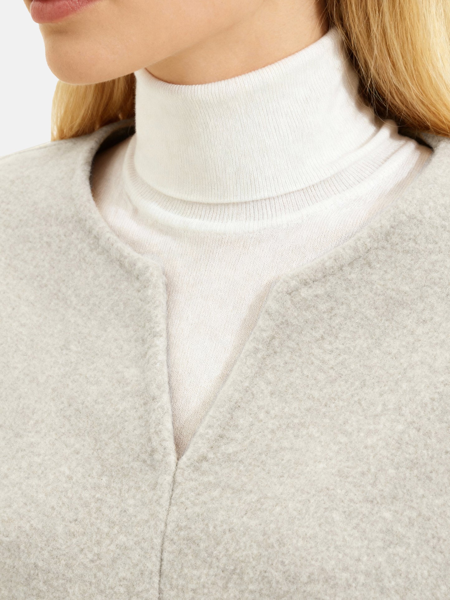 SELVANE Wool V Neck Sweater in a soft wool-cashmere blend, featuring a relaxed V-neck, split neckline, and fluid drape.