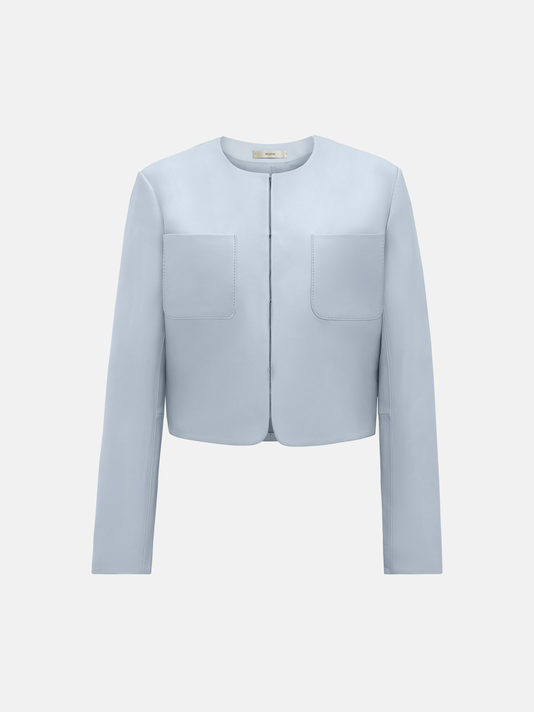 SELVANE Celeste Lambskin Cropped Jacket — view 8, showcasing material texture and silhouette detail