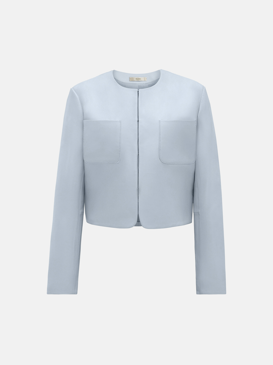SELVANE Celeste Lambskin Cropped Jacket — view 8, showcasing material texture and silhouette detail