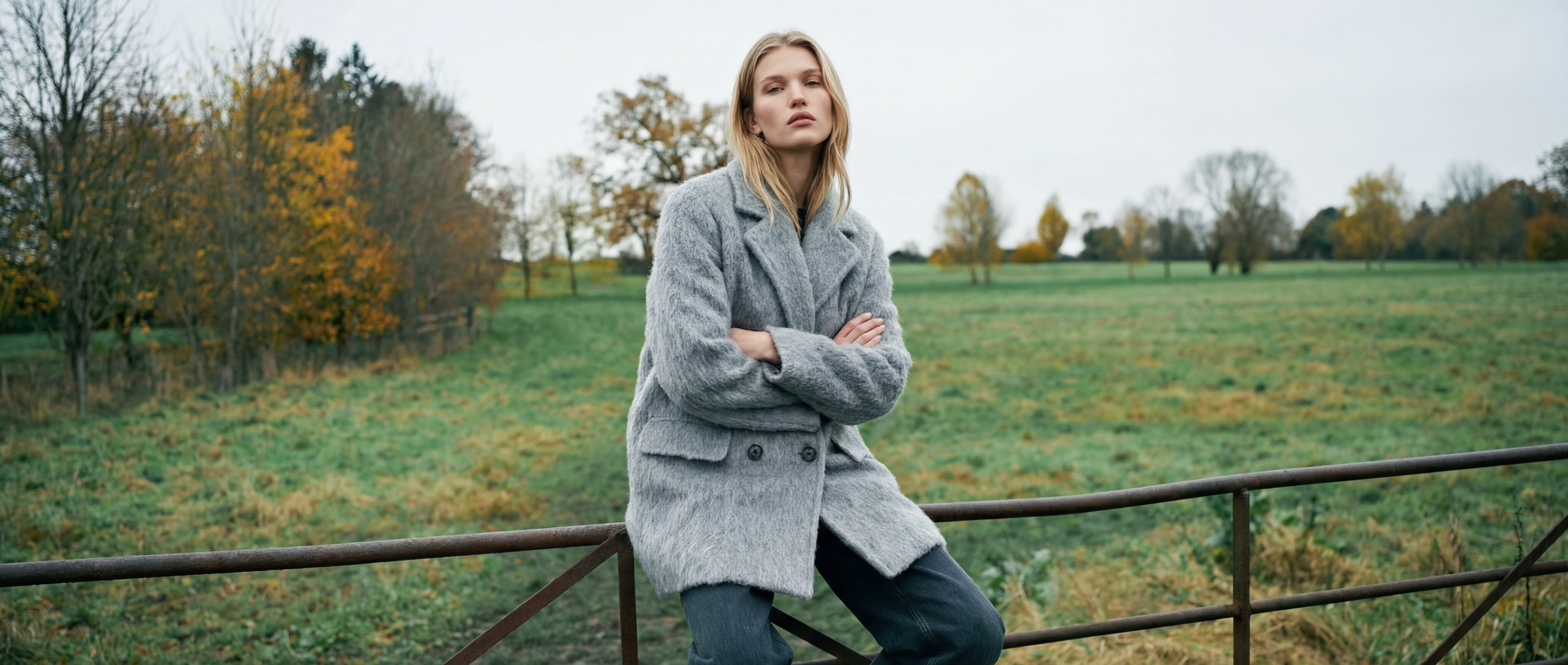Soft-Texture Double-Breasted Coat