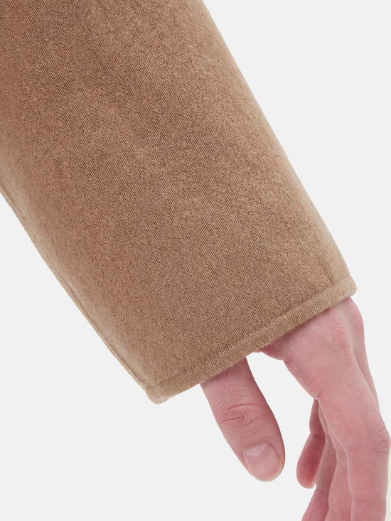 SELVANE Buckled Cape-Style Wool Jacket in khaki, featuring a dramatic cape drape and a single waist buckle.