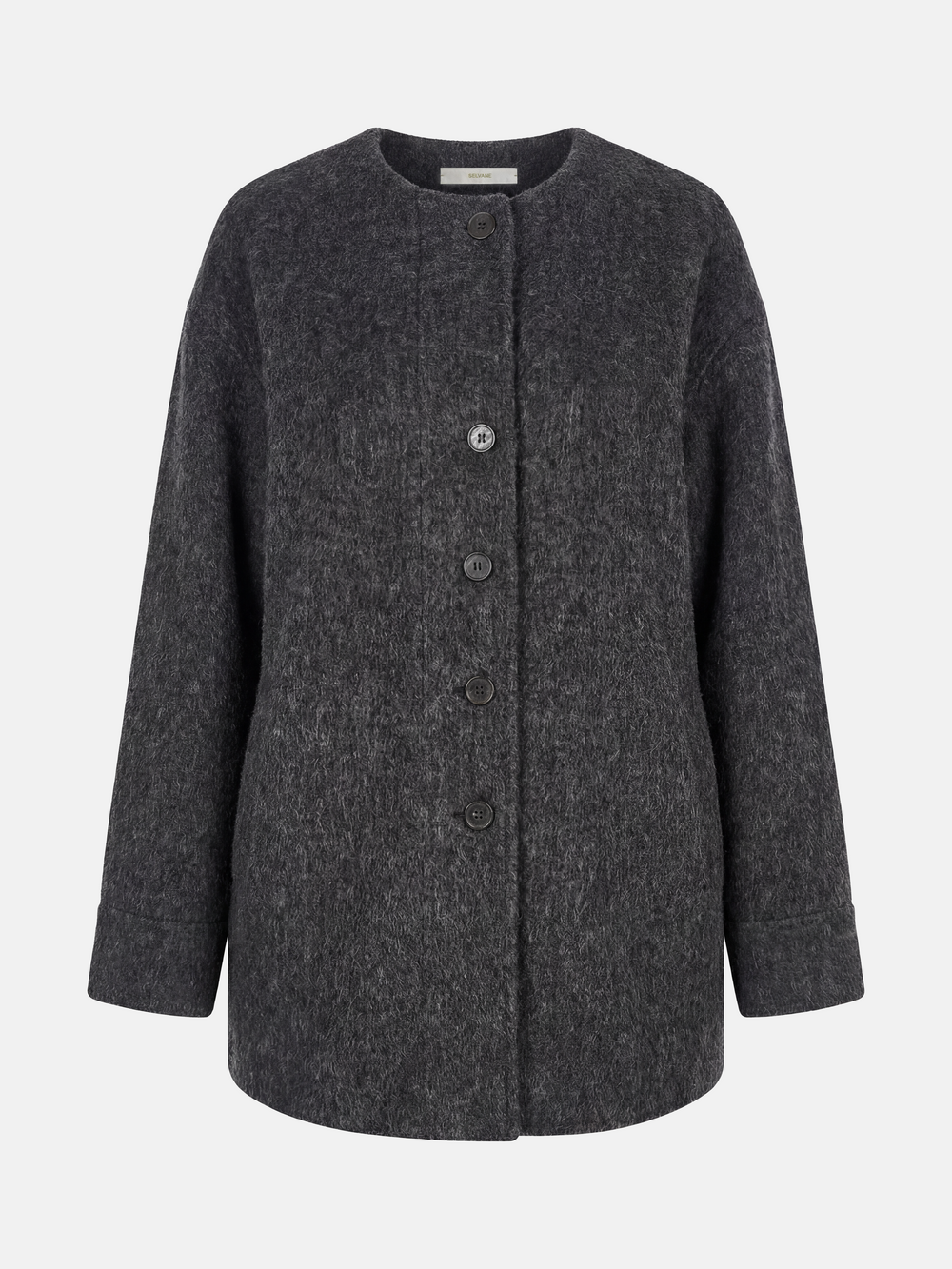 Wool and Camel Hair Buttoned Coat — on model