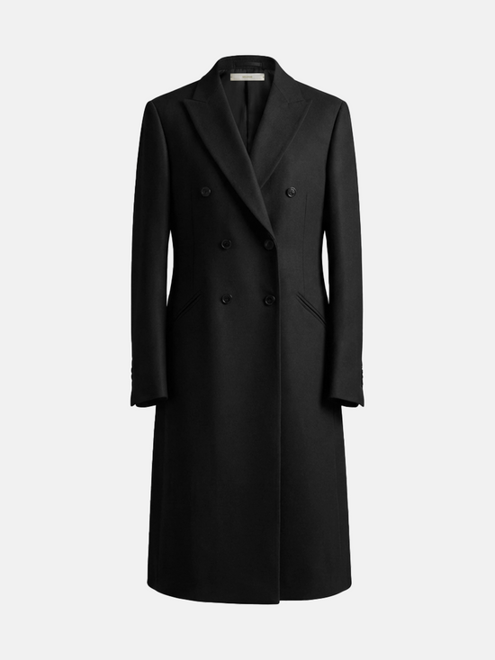 SELVANE Shetland Wool-Blend Double-Breasted Coat - Outerwear | side view | Wool | Handcrafted Luxury