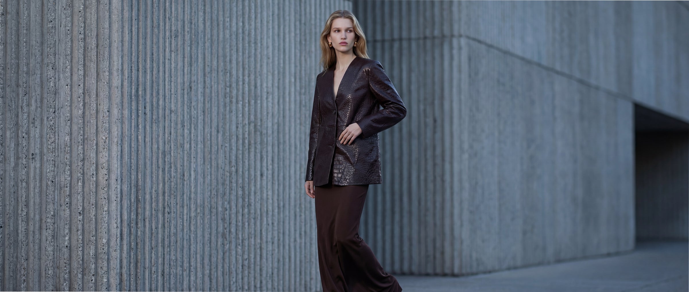 Embossed Lambskin V-Neck Jacket