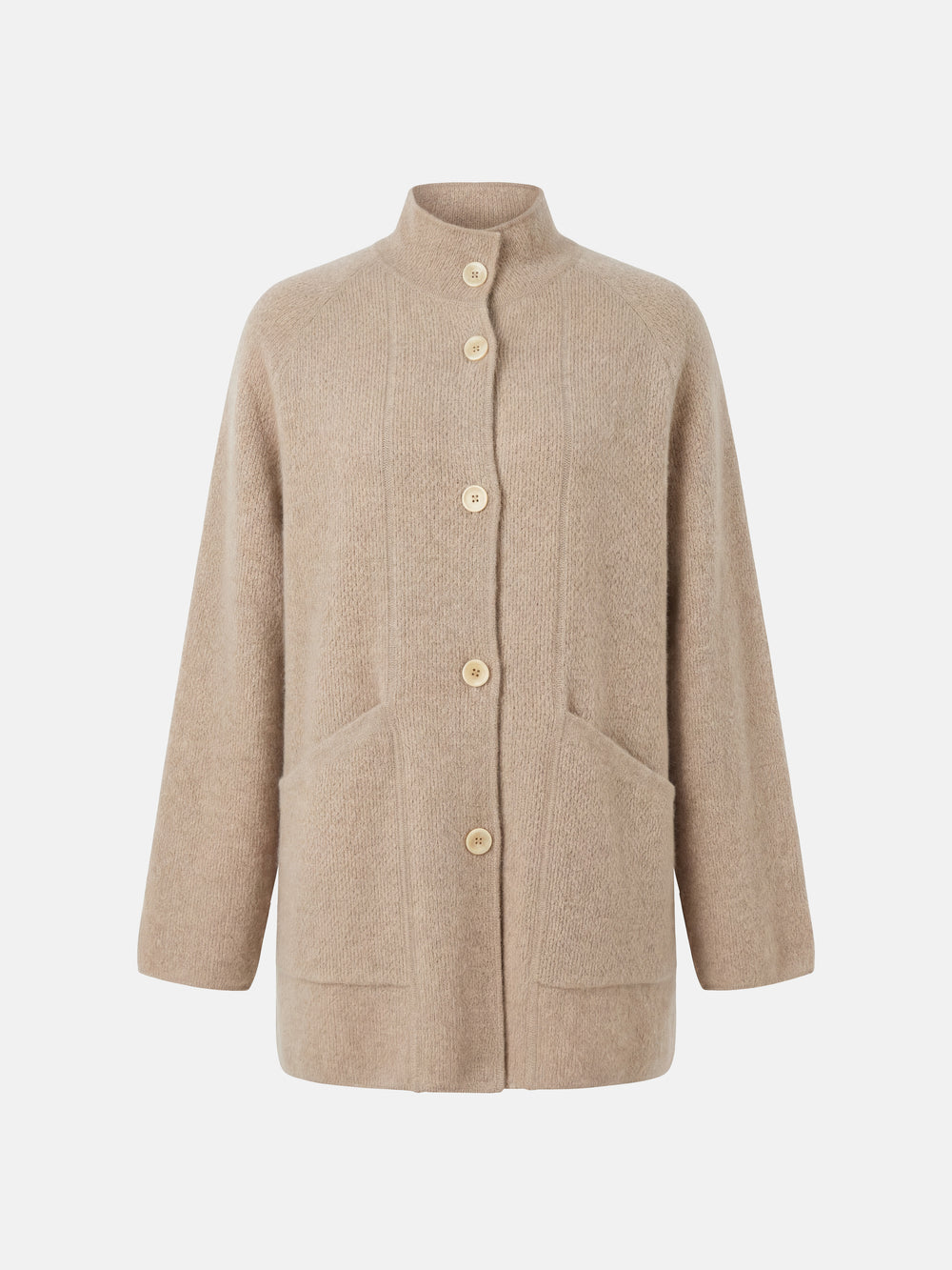 Cashmere Stand-Collar Cardigan Coat