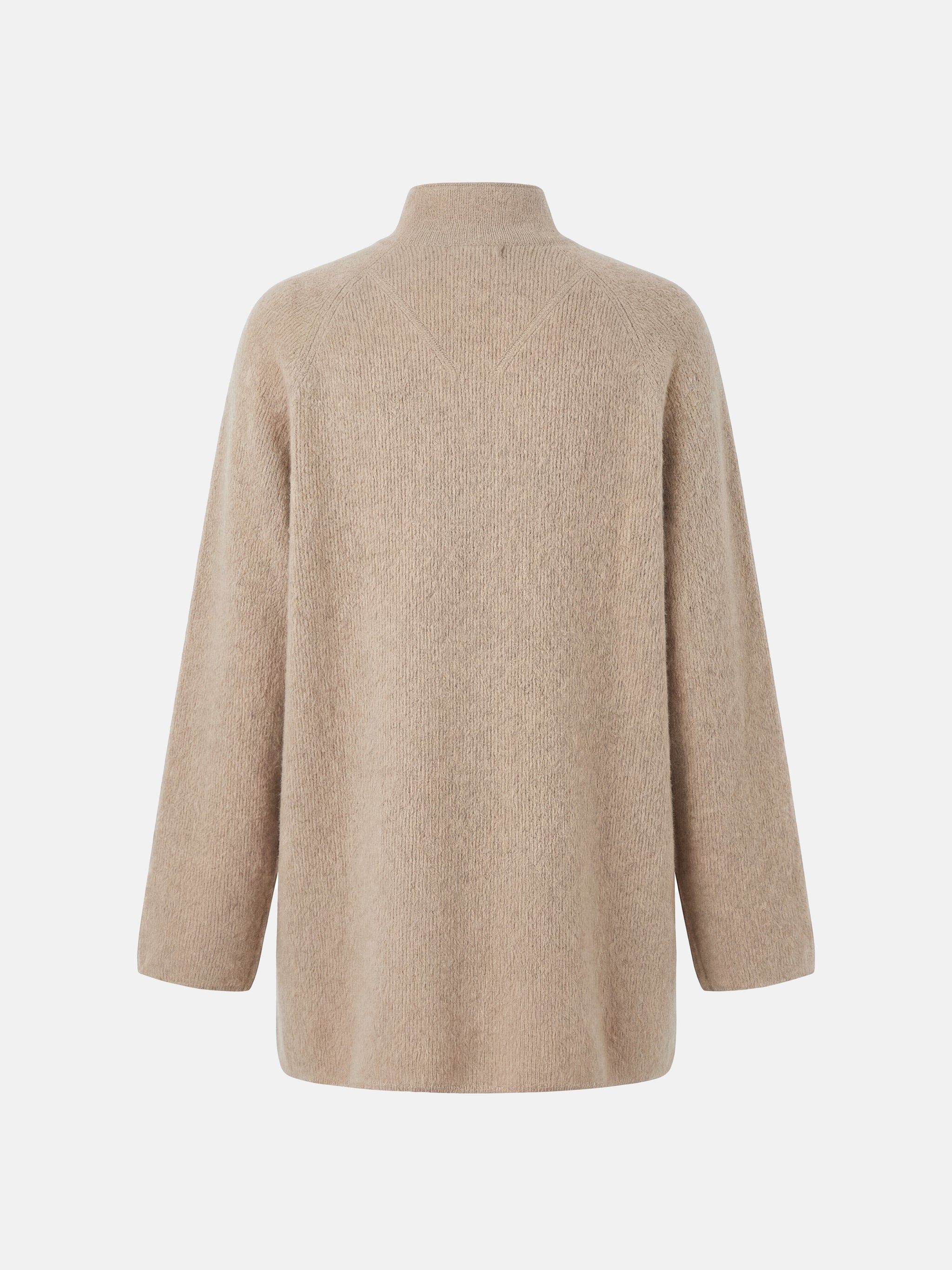 SELVANE longline cashmere stand-collar cardigan coat in a relaxed fit, featuring clean button front and generous patch pockets.